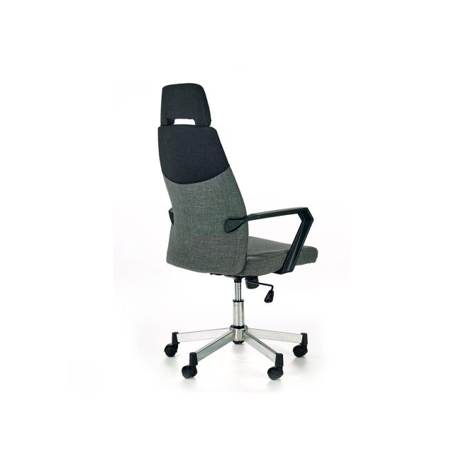 Scaun directorial hm olaf, ergonomic, cadru de otel, stofa, inaltime ajustabila, mecanism balansare, cu tetiera, 120 kg, 121x58x59 cm, gri drm2226