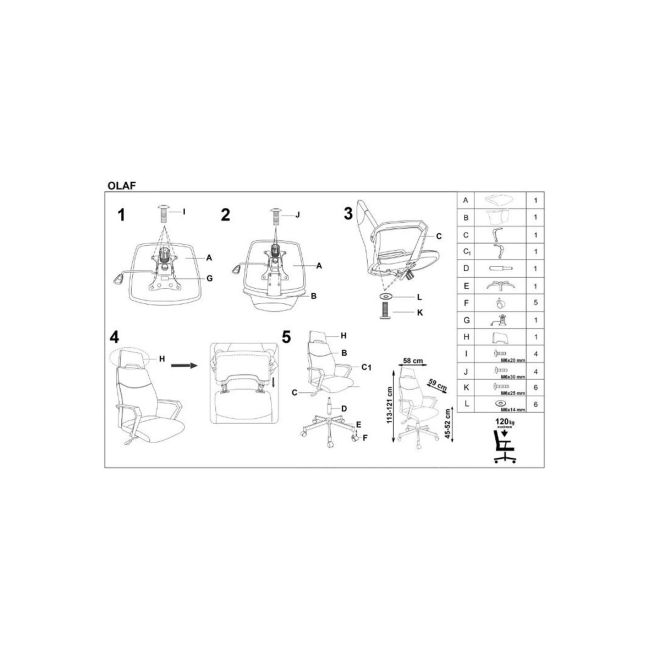Scaun directorial hm olaf, ergonomic, cadru de otel, stofa, inaltime ajustabila, mecanism balansare, cu tetiera, 120 kg, 121x58x59 cm, gri drm2226
