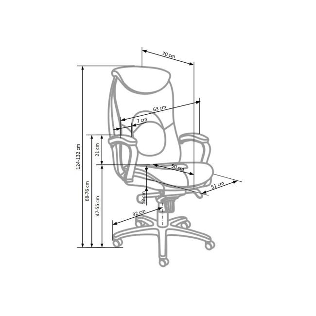 Scaun directorial hm quad, piele ecologica, inaltime ajustabila, mecanism multiblock, suport lombar, rotire 360 ˚, 150 kg, negru drm4632