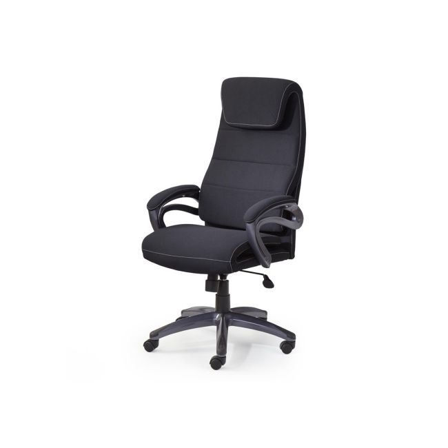 Scaun directorial hm sidney, ergonomic, cadru polipropilena, tapiterie stofa, suport lombar, inaltime ajustabila, 110 kg, 125x65x43 cm, negru drm2067