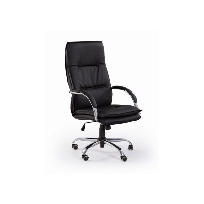 Scaun directorial hm stanley, ergonomic, cadru polipropilena, piele ecologica, suport lombar, mecanism balansare, 102kg, 115x59x50 cm, negru drm2069