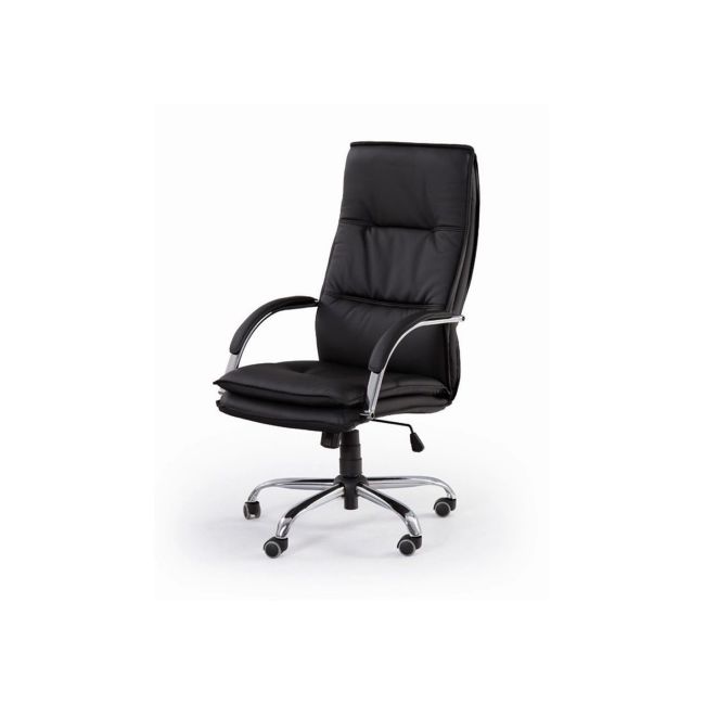 Scaun directorial hm stanley, ergonomic, cadru polipropilena, piele ecologica, suport lombar, mecanism balansare, 102kg, 115x59x50 cm, negru drm2069