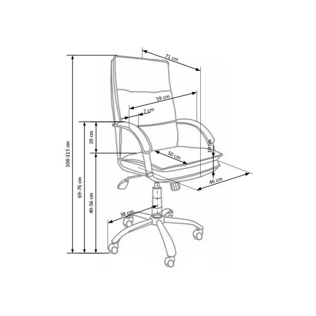 Scaun directorial hm stanley, ergonomic, cadru polipropilena, piele ecologica, suport lombar, mecanism balansare, 102kg, 115x59x50 cm, negru drm2069
