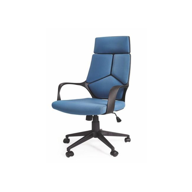 Scaun directorial hm voyager, ergonomic, cadru polipropilena, stofa, tetiera inclusa, inaltime ajustabila, mecanism de balans, 100 kg, albastru drm2809