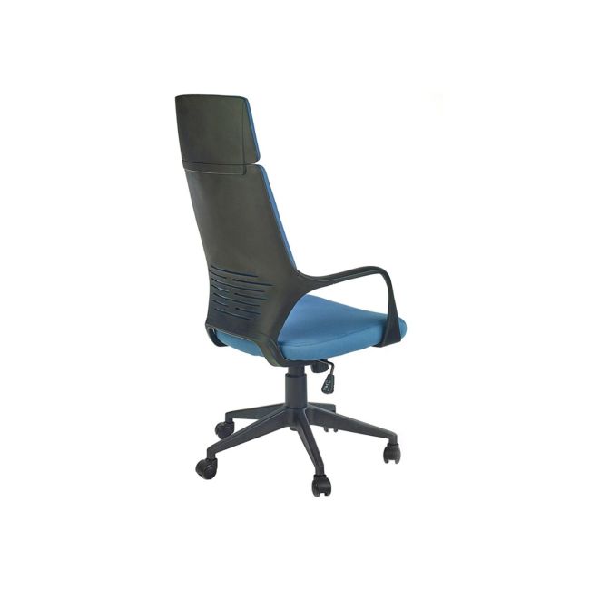 Scaun directorial hm voyager, ergonomic, cadru polipropilena, stofa, tetiera inclusa, inaltime ajustabila, mecanism de balans, 100 kg, albastru drm2809