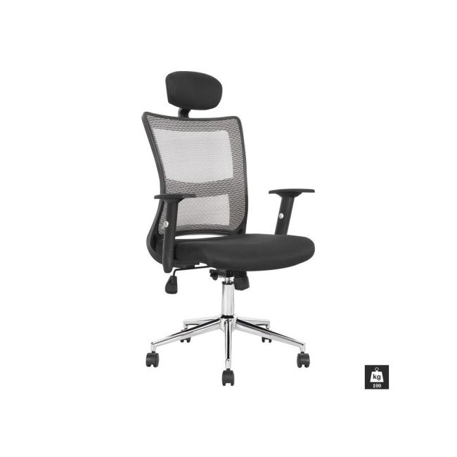 Scaun directorial hm neon gri, mesh, brate ajustabile, inaltime reglabila, cadru cromat, 100 kg, negru/gri drm2091