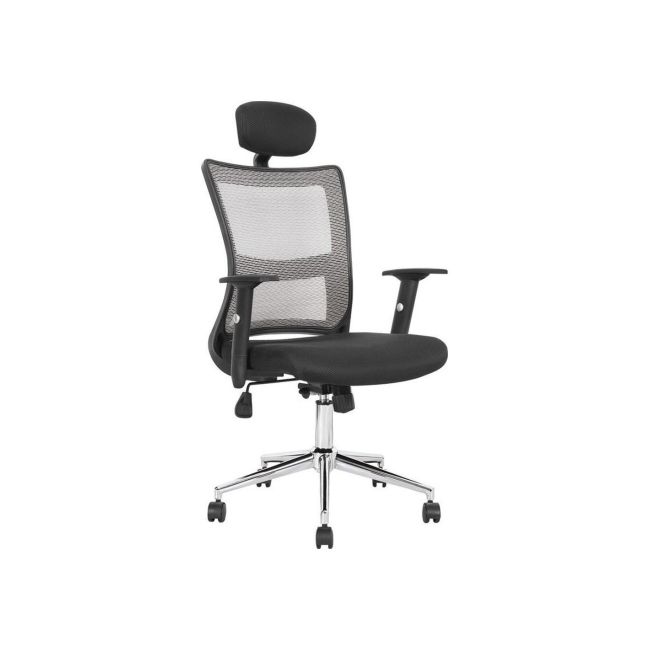 Scaun directorial hm neon gri, mesh, brate ajustabile, inaltime reglabila, cadru cromat, 100 kg, negru/gri drm2091