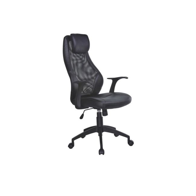 Scaun directorial mesh hm torino, ergonomic, cadru polipropilena, piele ecologica, inaltime reglabila, 110 kg, 124x64x52cm, negru drm2100