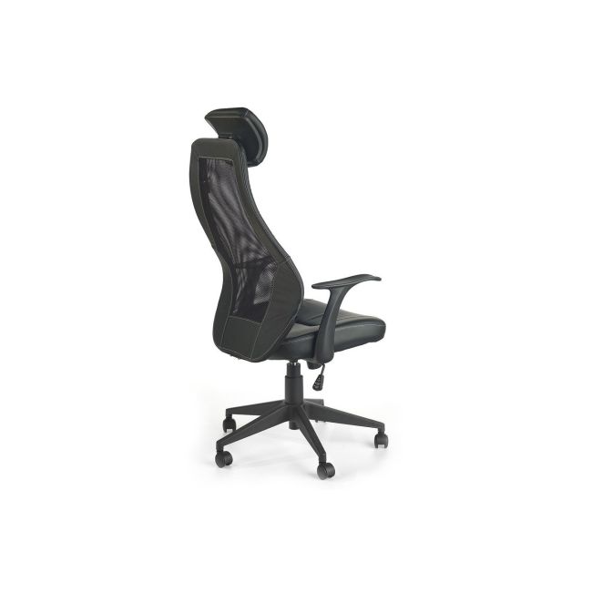 Scaun directorial mesh hm torino, ergonomic, cadru polipropilena, piele ecologica, inaltime reglabila, 110 kg, 124x64x52cm, negru drm2100