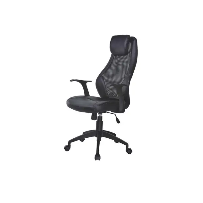 Scaun directorial mesh hm torino, ergonomic, cadru polipropilena, piele ecologica, inaltime reglabila, 110 kg, 124x64x52cm, negru drm2100