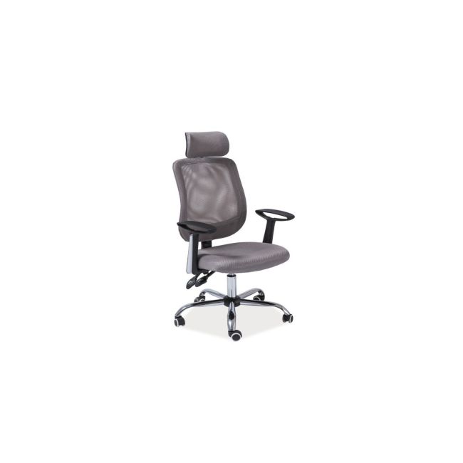 Scaun de birou cu mesh, sl q118, ergonomic, brate si tetiera ajustabile, cadru metalic, mecanism balans, 100 kg, gri drm3929