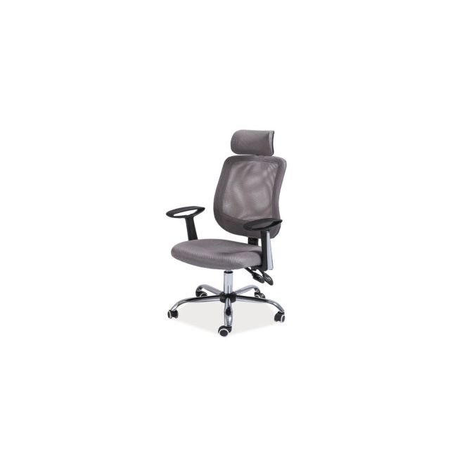 Scaun de birou cu mesh, sl q118, ergonomic, brate si tetiera ajustabile, cadru metalic, mecanism balans, 100 kg, gri drm3929