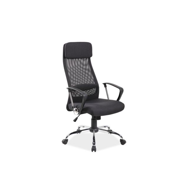 Scaun directorial sl q345, brate polipropilena, suport lombar, tapiterie mesh si stofa, mecanism balans, cadru cromat, 100 kg, negru drm4119