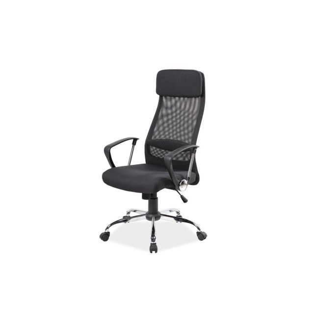 Scaun directorial sl q345, brate polipropilena, suport lombar, tapiterie mesh si stofa, mecanism balans, cadru cromat, 100 kg, negru drm4119
