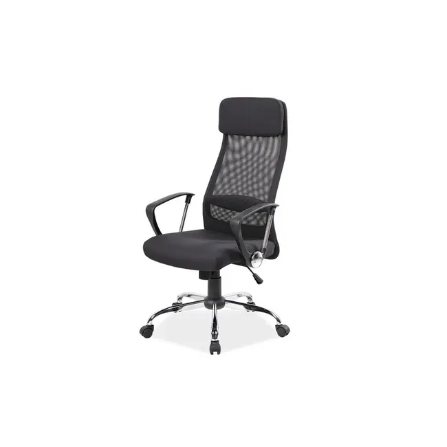 Scaun directorial sl q345, brate polipropilena, suport lombar, tapiterie mesh si stofa, mecanism balans, cadru cromat, 100 kg, negru drm4119