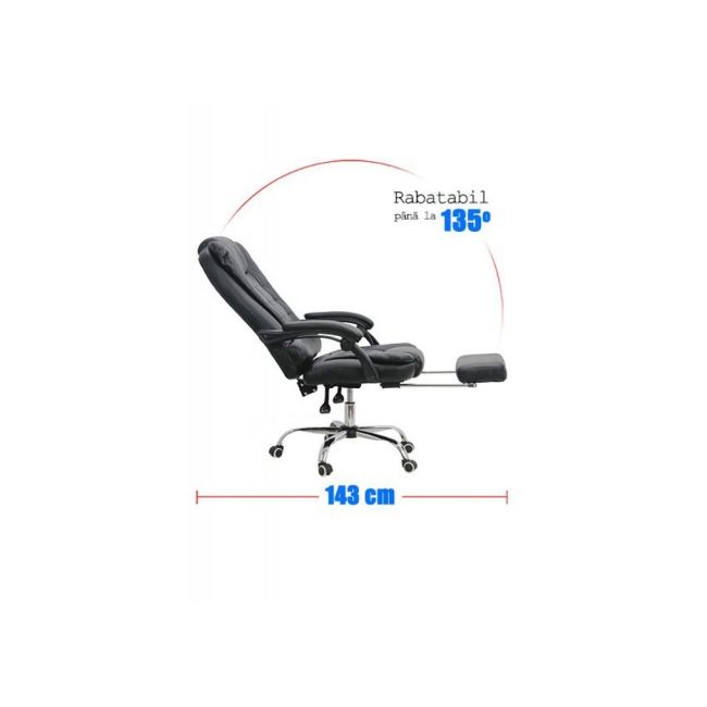 Scaun directorial off 418, piele ecologica, rotativ, mecanism de balans, suport picioare, 120 kg drm4199