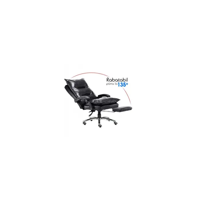 Scaun directorial cu suport picioare off 419, robust, mecanism recliner, perne duble, baza cromata, 120 kg drm9058