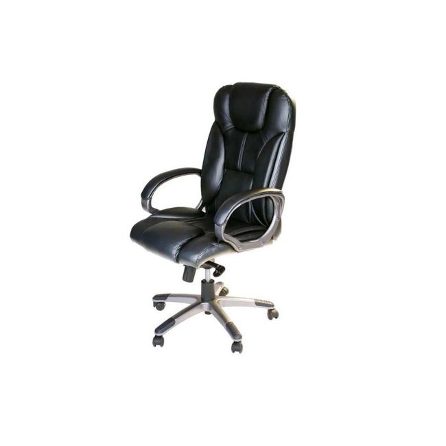 Scaun directorial din piele off 5860, mecanism multiblock, robust, baza cromata, 120 kg, negru drm996