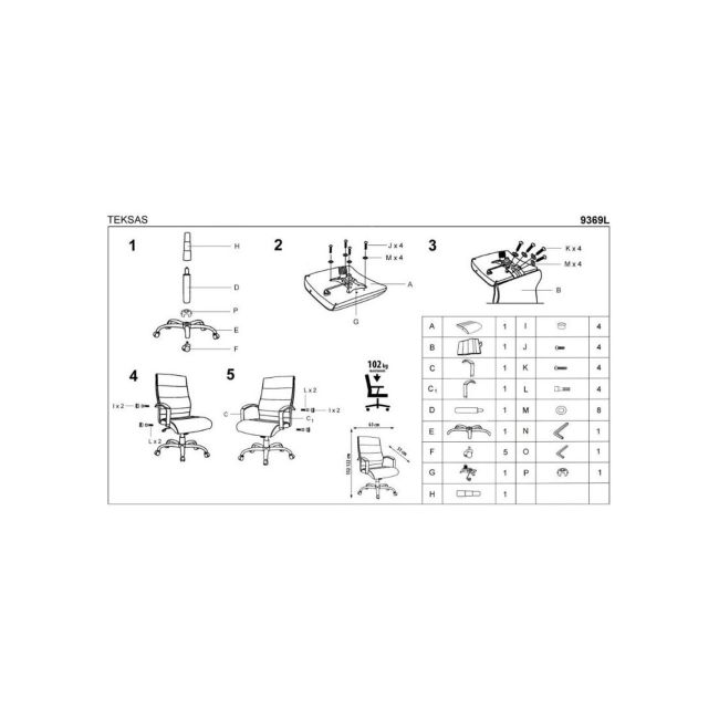 Scaun directorial piele hm teksas negru drm2070