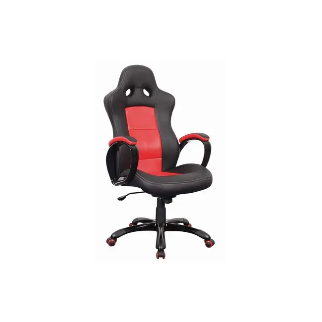 Scaun directorial sl q029, piele ecologica, inaltime ajustabila, mecanism balansare, rotire 360 ˚, 100 kg, rosu/negru drm3207