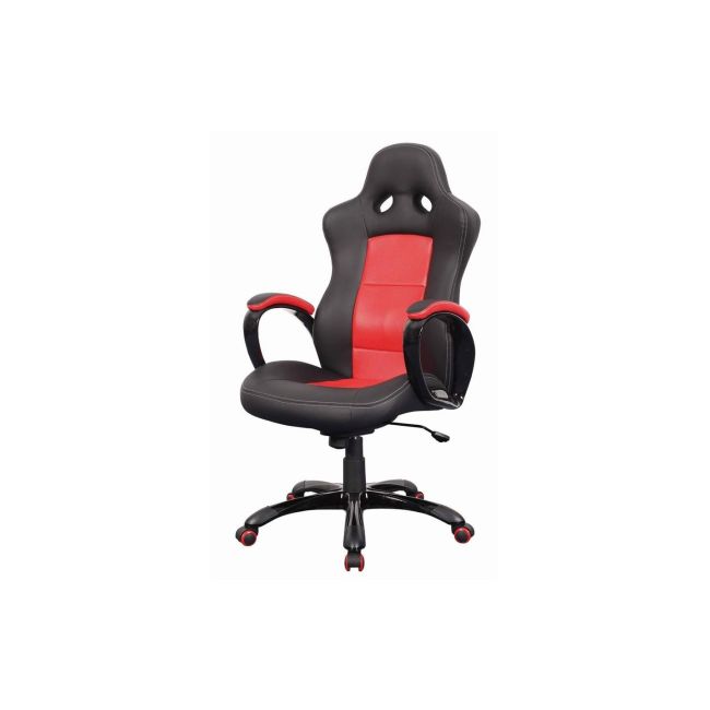 Scaun directorial sl q029, piele ecologica, inaltime ajustabila, mecanism balansare, rotire 360 ˚, 100 kg, rosu/negru drm3207