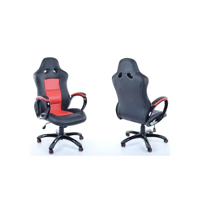 Scaun directorial sl q029, piele ecologica, inaltime ajustabila, mecanism balansare, rotire 360 ˚, 100 kg, rosu/negru drm3207