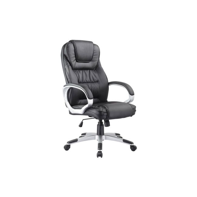 Scaun directorial sl q031, piele ecologica, inaltime reglabila, mecanism de balans, 100 kg, negru drm3208