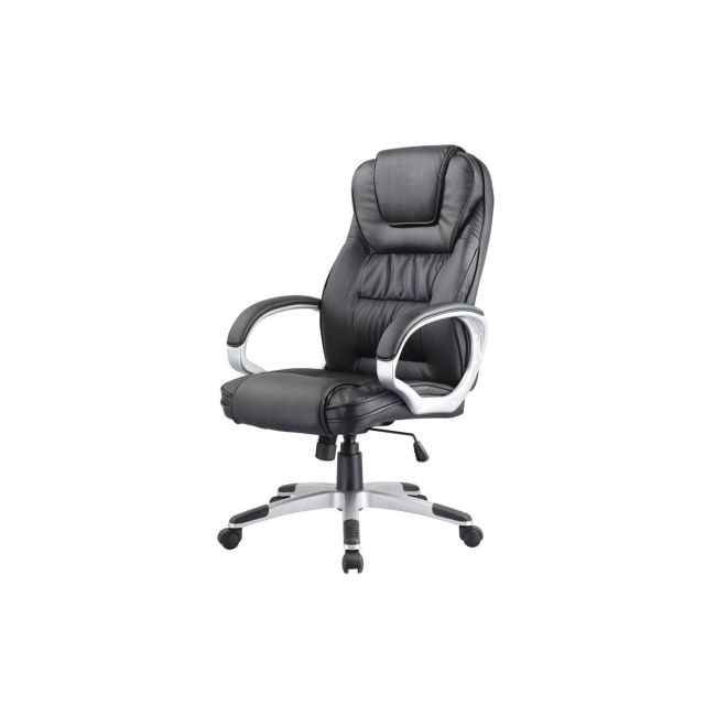 Scaun directorial sl q031, piele ecologica, inaltime reglabila, mecanism de balans, 100 kg, negru drm3208
