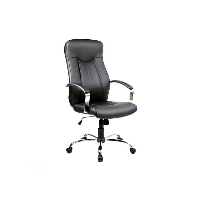 Scaun directorial sl q052, cadru cromat, piele ecologica, inaltime ajustabila, mecanism balansare, 100 kg, negru drm3237