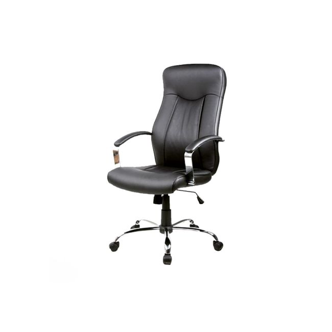 Scaun directorial sl q052, cadru cromat, piele ecologica, inaltime ajustabila, mecanism balansare, 100 kg, negru drm3237