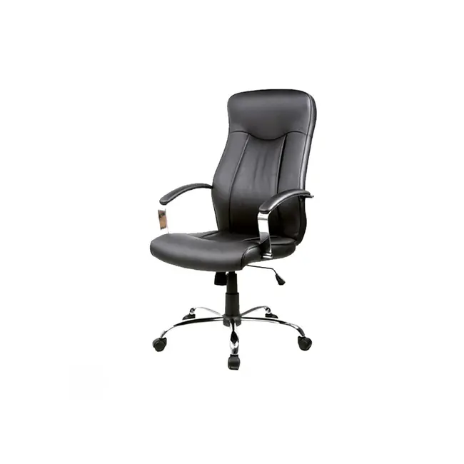 Scaun directorial sl q052, cadru cromat, piele ecologica, inaltime ajustabila, mecanism balansare, 100 kg, negru drm3237