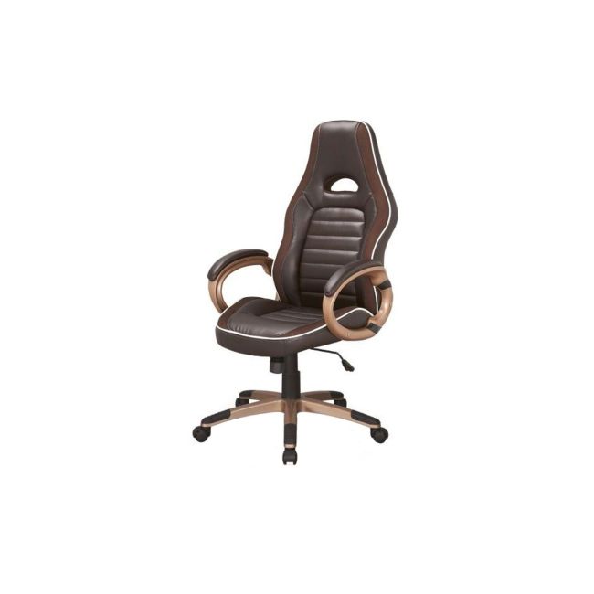 Scaun directorial sl q150, piele ecologica, tetiera integrata, inaltime ajustabila, 100 kg, maro drm3242