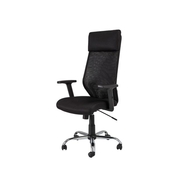 Scaun directorial sl q211, cotiere reglabile, mesh, cadru cromat, suport lombar, mecanism de balans, negru drm4099