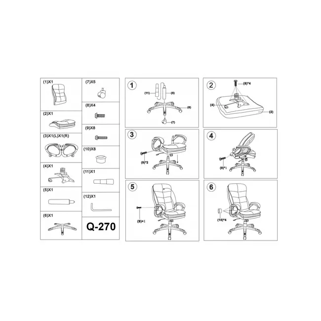 Scaun directorial sl q270, cadru polipropilena, piele ecologica, inaltime ajustabila, mecanism balansare, 100 kg, negru drm9011