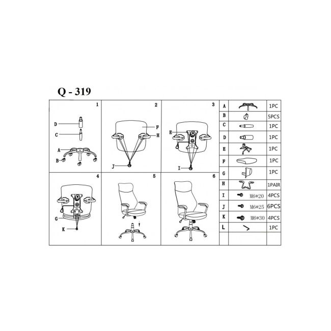 Scaun directorial ergonomic sl q319, suport lombar, mecanism de balans, tapiterie stofa, inaltime reglabila, negru drm4614