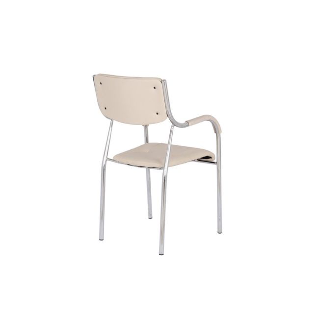Scaun vizitator gn cu manere, cadru cromat, piele ecologica, 150 kg, bej drm4272