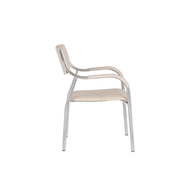 Scaun vizitator gn cu manere, cadru cromat, piele ecologica, 150 kg, bej drm4272