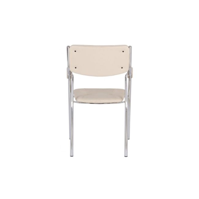Scaun vizitator gn cu manere, cadru cromat, piele ecologica, 150 kg, bej drm4272