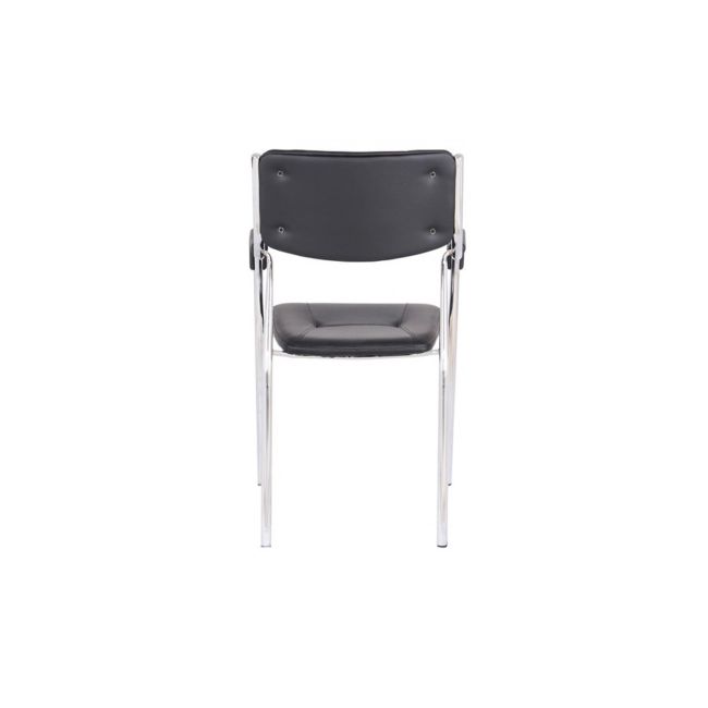 Scaun vizitator gn cu manere, cadru cromat, piele ecologica, 150 kg, negru drm4271