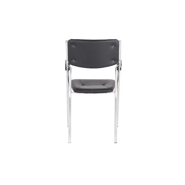 Scaun vizitator gn cu manere, cadru cromat, piele ecologica, 150 kg, negru drm4271
