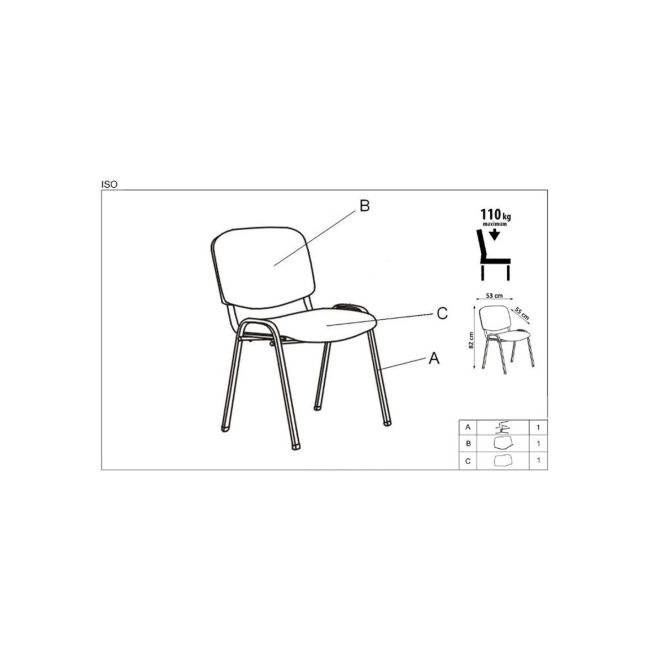 Scaun vizitator hm iso negru drm2253