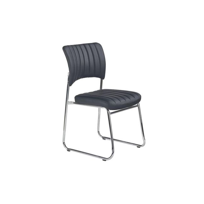 Scaun vizitator hm rapid, cadru cromat, piele ecologica, 83x43x58 cm, sarcina max 120 kg, negru drm2235