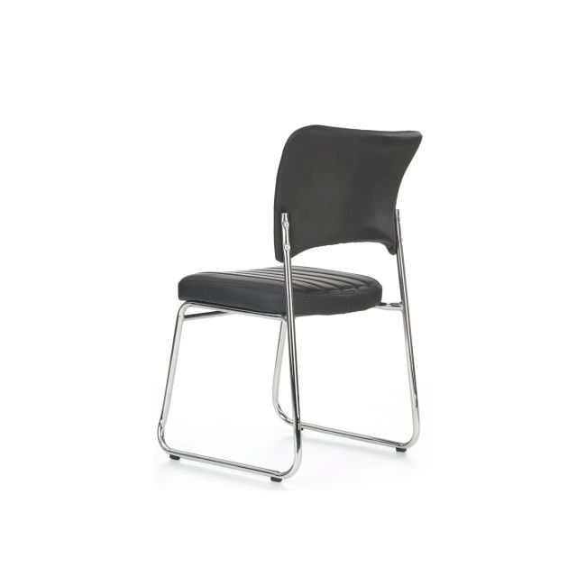 Scaun vizitator hm rapid, cadru cromat, piele ecologica, 83x43x58 cm, sarcina max 120 kg, negru drm2235