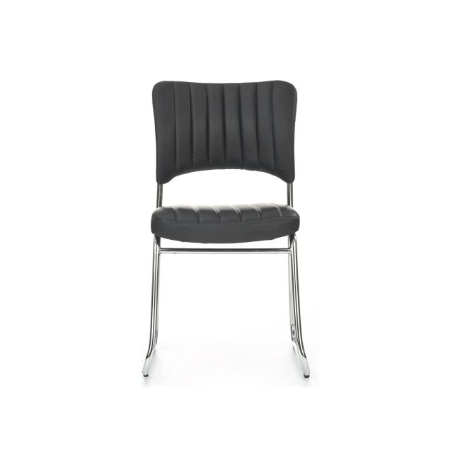 Scaun vizitator hm rapid, cadru cromat, piele ecologica, 83x43x58 cm, sarcina max 120 kg, negru drm2235