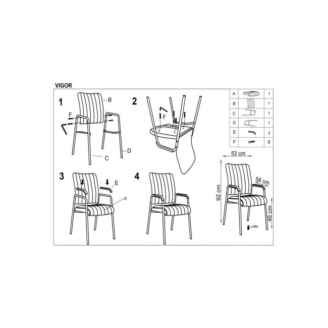 Scaun vizitator hm vigor, piele ecologica, suport lombar, sarcina max 120 kg, negru drm2236