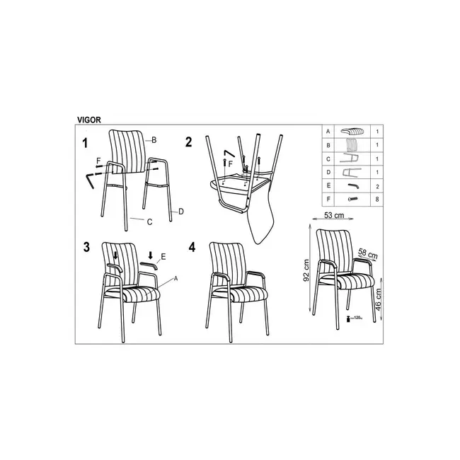 Scaun vizitator hm vigor, piele ecologica, suport lombar, sarcina max 120 kg, negru drm2236
