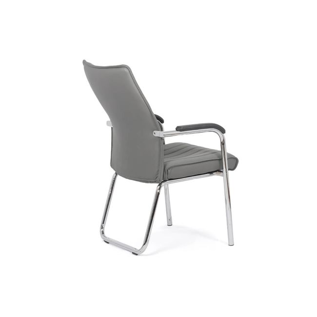 Scaun vizitator hrc 614, ergonomic, piele ecologica, cromat, brate tapitate, 120 kg drm1588