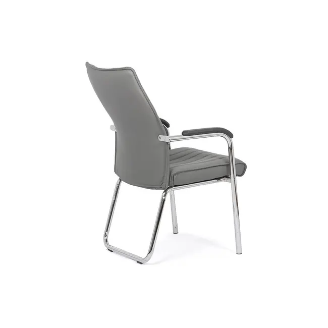Scaun vizitator hrc 614, ergonomic, piele ecologica, cromat, brate tapitate, 120 kg drm1588