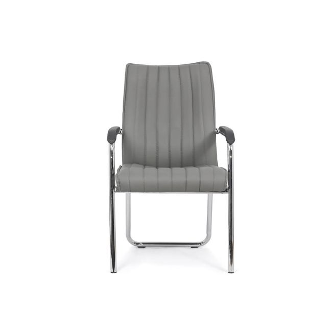 Scaun vizitator hrc 614, ergonomic, piele ecologica, cromat, brate tapitate, 120 kg drm1588