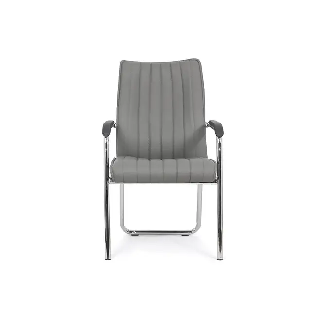 Scaun vizitator hrc 614, ergonomic, piele ecologica, cromat, brate tapitate, 120 kg drm1588